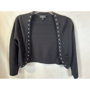 A. Byers Open Front Shrug Bolero Cardigan Beaded Small Frayed Edge Dressy Formal